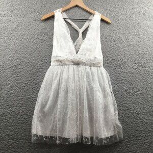 Lulus Ailey Daisy Skater Dress Gold Ivory‎ S